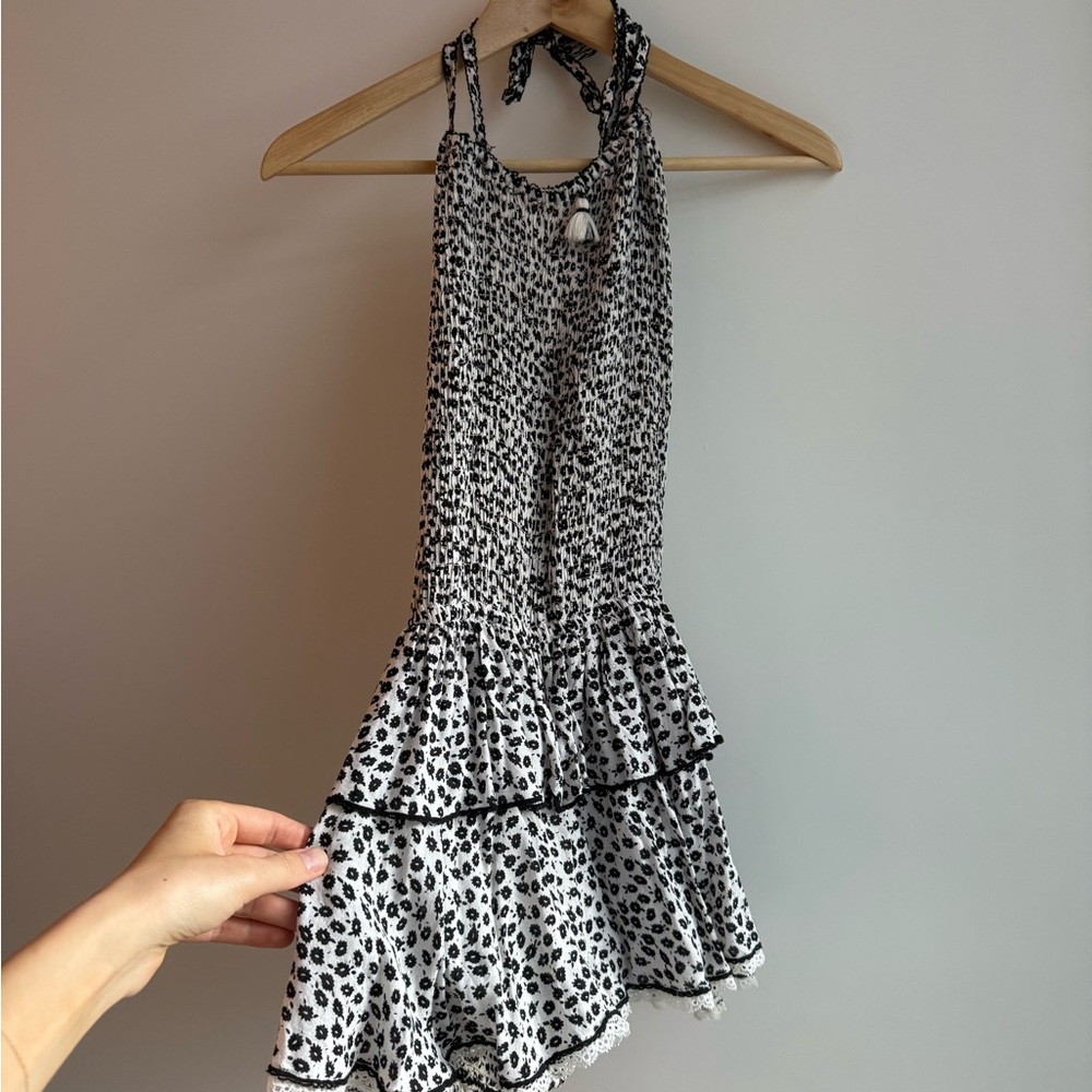 Poupette St. Barth skort mini dress Black and White Ruffled size small
